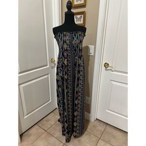 Women's Faded Glory Maxi Dress XL Black Multi-color